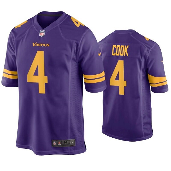 Men's Minnesota Vikings #4 Dalvin Cook Purple Color Rush Stitched Game Jersey Men's Minnesota Vikings #4 Dalvin Cook Purple Color Rush Stitched Game Jersey